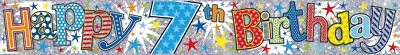 Age 7/ 7th Birthday Girl Or Boy Multi Foil Banners (se) • £1.79