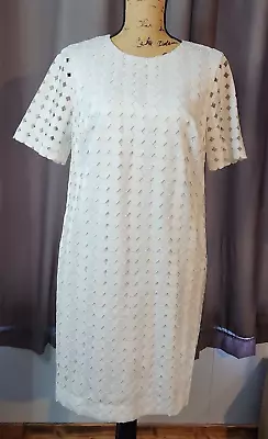 BANANA REPUBLIC SIZE 8 CREAM SHORT SLEEVE A-LINE DRESS Vintage Country Boho Chic • £16.37