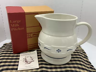 Longaberger Pottery ~ Classic Blue Woven Traditions Large 2 Quart Milk Pitcher • $18.74