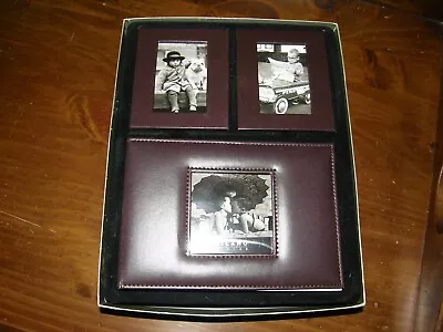 6117) 1 Gift Set: Milano Imitation Leather Album And Mini Photo Frames Orig Box  • $23.18