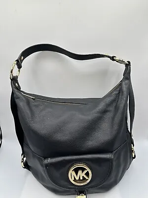 Michael Kors Black Pebbled Leather Hobo Shoulder Handbag • $34.99