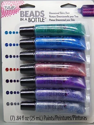 Craft Glitter Bead Glue Paint 7 Colour Bottle Tulip Top Quality Craft Art Fabric • £7.99