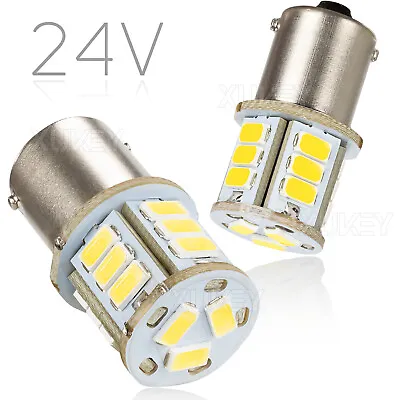 2x 24V LED Light Bulb1156 R5W BA15S Brake Reverse Turn Backup Tail White Globe+ • $6.99