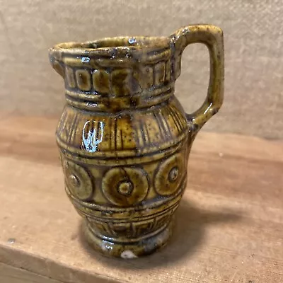 Vintage Unique Handmade Pottery Pitcher Molded Pour Spout Farmhouse Miniature • $17.99