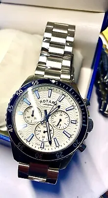 Rotary Watch Mens NEW Boxed Chronograph Blue And Silver Stunning Watch See Photo • £79.99