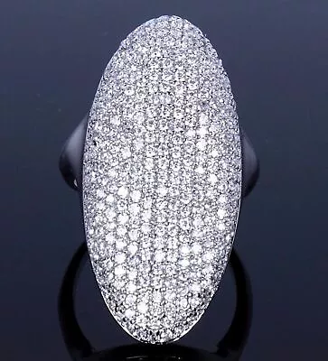 Oval Shape Micro Pave Set Wedding Ring 14K White Gold 3.10CT Round Moissanite • $400