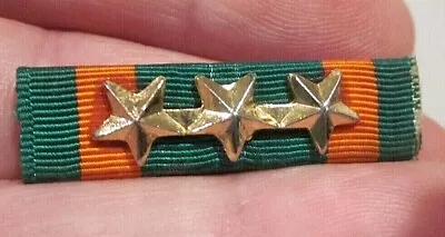 Vintage Navy Marines Achevement Medal Ribbon Bar With 3 Stars On Brass Slider • $8.99