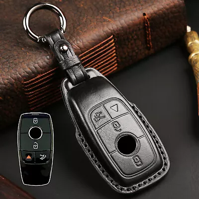  4 Button Remote Genuine Leather Key Shell Case Cover For Mercedes Benz G S E • $14.33