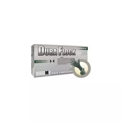 Micro Flex DFK-608-M Dura Flock 8 Mil Flock-lined Green Nitrile Glove - Medium • $31.69