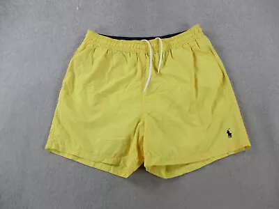 Ralph Lauren Polo Swim Trunks Mens Large Yellow Nylon Mesh Lined Navy Pony Board • $24.99