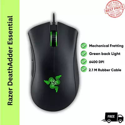 Razer DeathAdder Essential Gaming Mouse: 6400 DPI Optical Sensor 5 Programmable* • $47.75