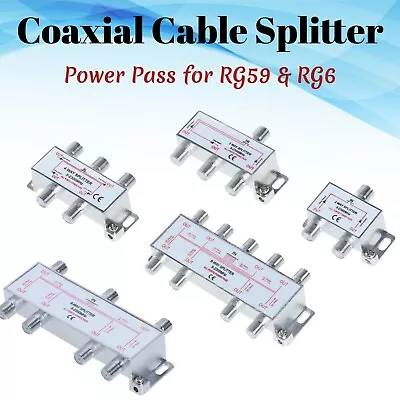 Coaxial Cable Splitter 2 3 4 6 8 Way RG6 RG59 Coax 5-2300 MHz Satellite HDTV • $6.99