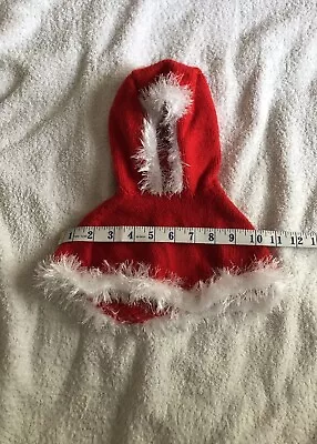 Red Christmas Baby Hand Knitted Hooded Cape / Poncho • £0.99