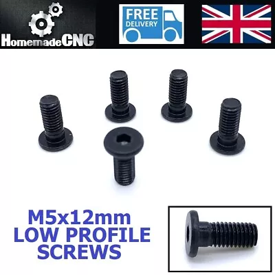 M5x12mm Black Low Profile Screws For V-slot/T-slot 3D Printer CNC Machines - New • £2.29