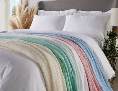 £27.99 • Buy 100% COTTON Cellular Blanket Adult Size / Large Bed Throw Diana Cowpe Blanket