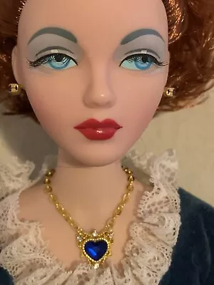 Blue Rhinestone Filigree Heart Necklace For Gene And Similar Sized Dolls • $3.75