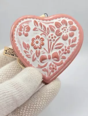 Vintage Midwest Of Cannon Falls Terracotta Clay Heart Christmas Ornament  • $12.99