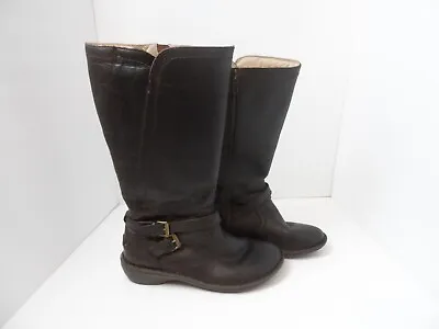 UGG Women’s ROSEN 1008210 Brown Leather Tall Riding Boots Zip Up Shearling- 9M • $39.99