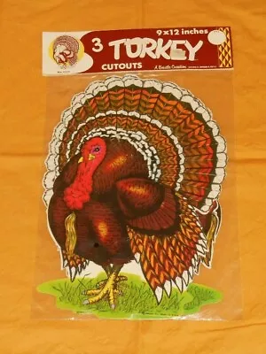Vintage Beistle THANKSGIVING TURKEY DECORATIONS Cutouts New/sealed MIP NOS • $30