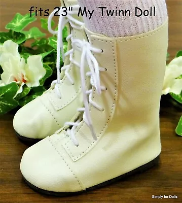 IVORY Lace-Up BOOTS Fits 23  MY TWINN DOLL SHOES • $9.98