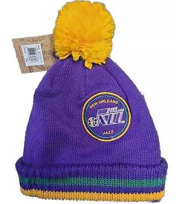 NBA New Orleans Jazz Mitchell And Ness Cuffed Pom Knit Hat Cap Beanie • $16.99