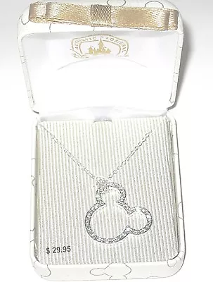 Disney Parks Authentic ✿ Mickey Mouse Ears Head Icon Drop Necklace Silver NEW • $24.95