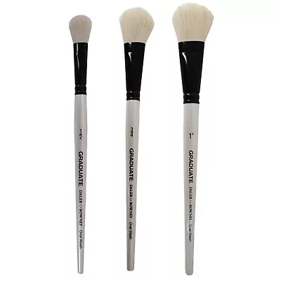 Daler Rowney Graduate White Goat Oval Wash Paint Brushes - 3 Sizes Availables • £5.95