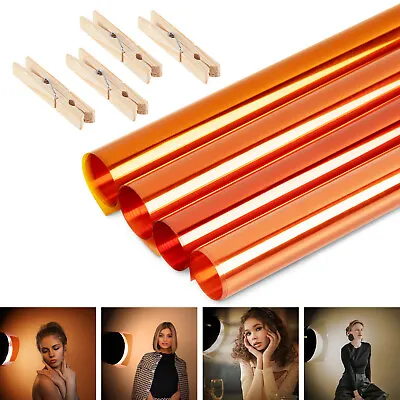 4pcs Orange Colour Lighting Gel Sheet Craft Transparent Plastic Filter 50x40cm • £11.99