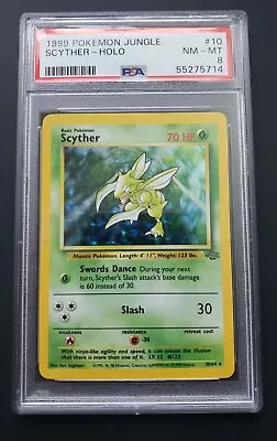 $54.99 • Buy Scyther Holo Rare PSA 8 Pokemon Jungle Unlimited 10/64