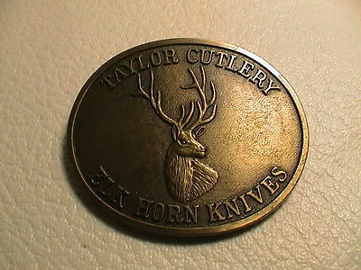 Taylor Cutlery Buck Elk Horn Knives Gun Hunting Knife Mens Metal Belt Buckle • $22.69