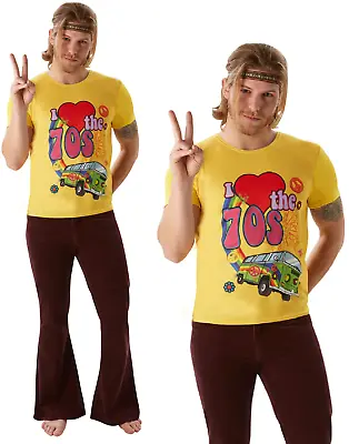 I Love The 70's T-Shirt Mens Disco 1970s Adults Fancy Dress Hippy Hippie • £7.99
