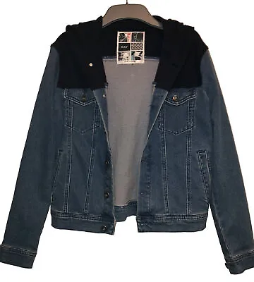 HOODED DENIM JACKET (STRETCH) By WAY IKKS SIZE SMALL • £12.95