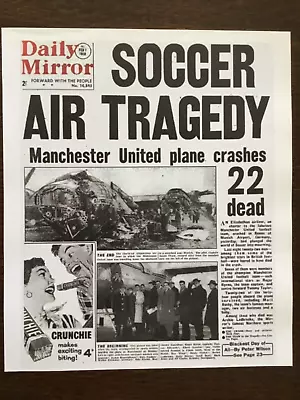 SMALL POSTER/NEWSPAPER PAGE (8.5”x 7”) 1958 MUNICH AIR DISASTER : MANCHESTER UTD • £14.91