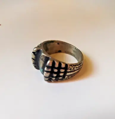 Ancient Antique Viking  Ring Sterling Silver Engraved Intaglio Size 9 • $55