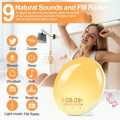 $54 • Buy Wake Up Light, Light Alarm Clock Sunrise/Sunset Simulation, FM Radio, 7 Colors