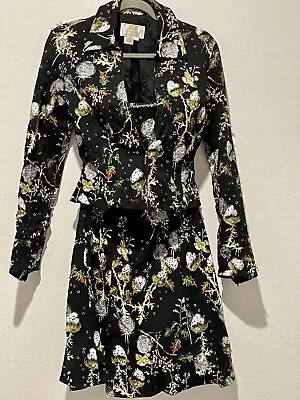 VIE By Victoria Royal 2 Pc Dress/Jacket Beaded Cotton Stretch Size 8 • $32