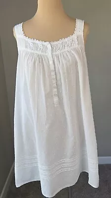 Vintage Eileen West Cotton Swiss Dot Embroidered Short Nightgown Women's S • $24.99