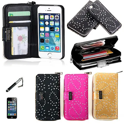 All In One Diamond Zip Purse Wallet Leather Case Cover For IPhone 6 6S Plus • $14.99