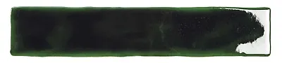 Aiora Green Gloss Ceramic Rectangle Kitchen Bathroom Brick Wall Tile Cut Sample • £1.50