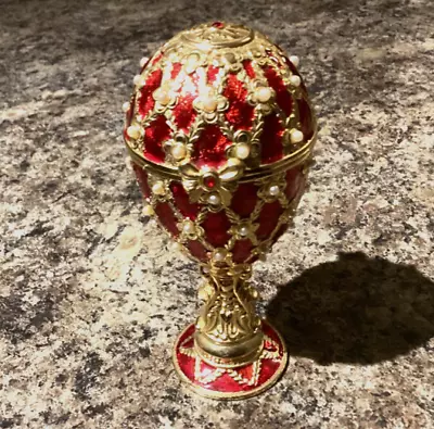 Faberge Egg Ornate Gold And Red Enamel Krisherco Imperial • £36