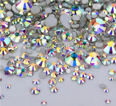 1440pcs Mix Size Glass Crystal AB Rhinestones Flat Back Round Nail Art Stones • $9.99