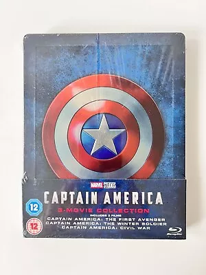 Captain America Trilogy 3 Movie Collection Blu Ray Steelbook NEW Marvel Read Des • £38