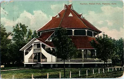 Parsons Kansas 1908 Pavillion Exterior Forest Park Labette County Postcard • $7.99
