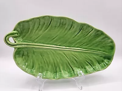 Vintage Portugal Majolica Banana Leaf Platter 12  Tropical Jungle Tiki • $13.95