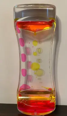 Sensory Liquid Bubble Timer |  Fidget Toy Pink And Yellow Calming Timer • $7