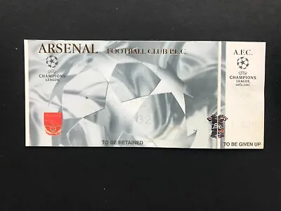 Unused 2001 UEFA Champions League Arsenal V Panathinaikos Football Match Ticket • £6