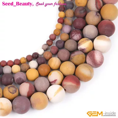 Round Natural Mookaite Jasper Frosted Matte Beads For Jewerly Making Strand 15'' • $4.48