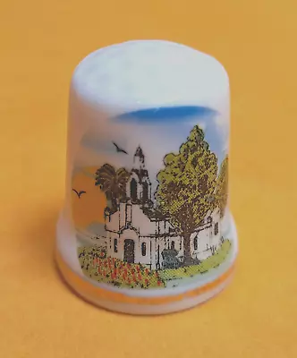 Vintage Spanish Thimble LA TOJA Porcelain Sewing Thimble White & Gold Tone Trim • $5.24