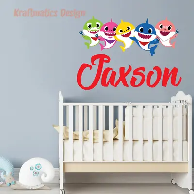 Baby Shark CUSTOM NAME Wall Decal Nursery Vinyl Sticker Home Art Decor • $19