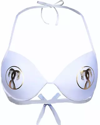 MOSCHINO Swim Italy White Gold BikInI Top Padded Womens Sz 38 C NWT$143 Ma • $49